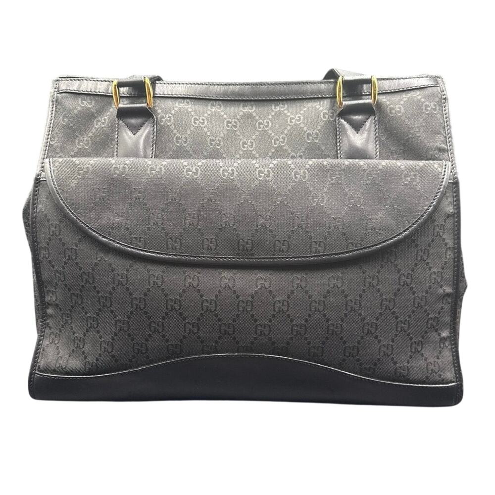 Vintage Gucci Black GG Monogram Canvas Tote Bag 002-2854-0305 Authentic